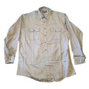 Sears Fieldmaster Shirt 2XL Blue Button Down Perma-Press Workwear Shirt Vintage